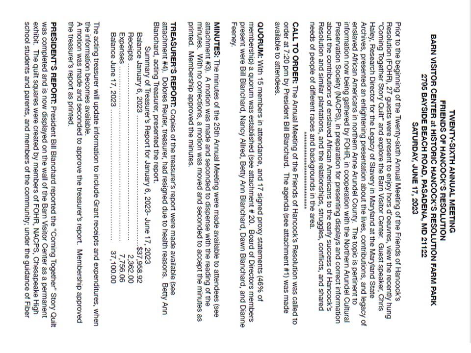 2023 Annual Meeting Minutes