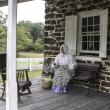Tom Sawyer Day 2018 01 Docent Lisa Spins while Waiting for Guest to Tour the House
